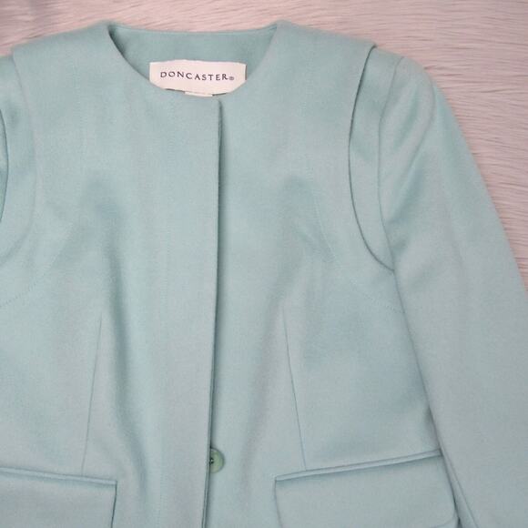 DONCASTER Wool Blend Blazer Light Blue Button Front Jacket Women’s Size 6 - Picture 3 of 12